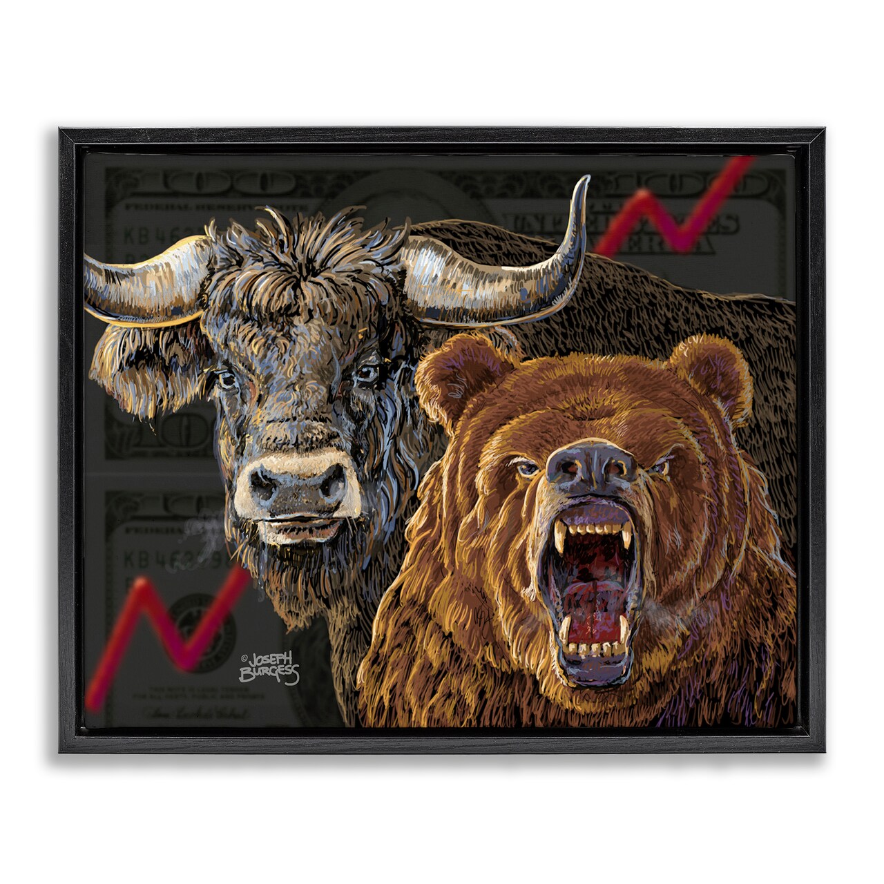 Stupell Industries Bull & Bear Finance Floating Frame By Joseph Burgess